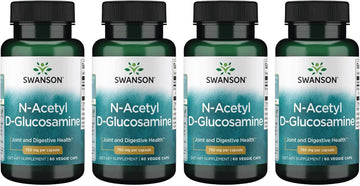 Swanson N-Acetyl D-Glucosamine - Natural Supplement Promoting Joints Support & Gastrointestinal Health - Natural Formula Supporting Healthy Cartilage - (60 Veggie Capsules, 750Mg Each) 4 Pack