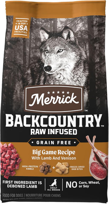 Merrick Backcountry Grain Free Dry Adult Dog Food, Kibble With Freeze Dried Raw Pieces, Big Game Recipe - 20.0 Lb. Bag