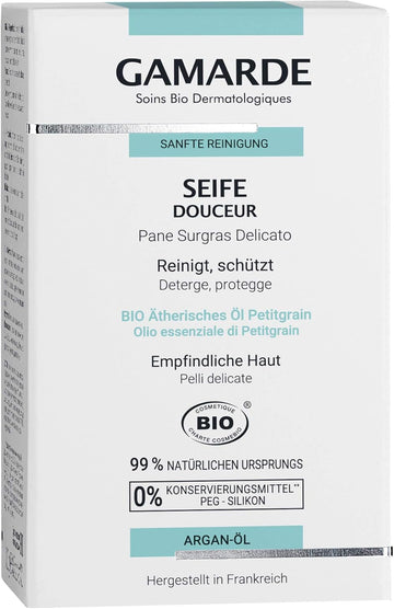 Gamarde Organic Cosmetics Douceur Organic Soap Vegan For Dry Skin I Body Soap For Normal To Sensitive Skin I Shower Soap Men And Women I No Chemical Ingredients I Soap 100 G