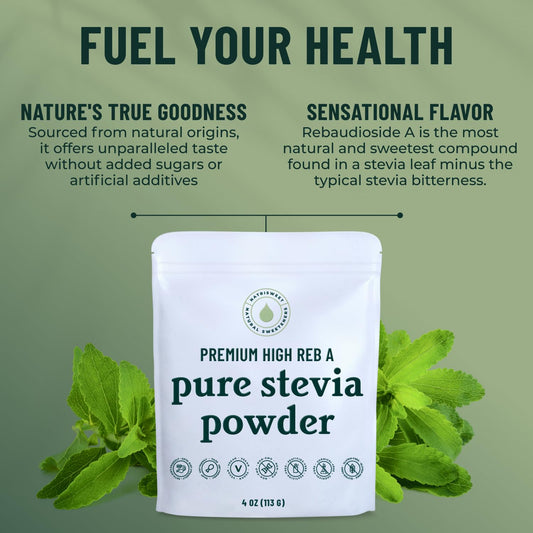 Natrisweet Premium Pure Stevia Powder, 810 Servings, Powdered Stevia Extract, Natural Stevia Powder For Baking, Zero Calorie Stevia Sweetener, No Fillers, No Aftertaste, Non-Gmo, Keto Friendly, 113G