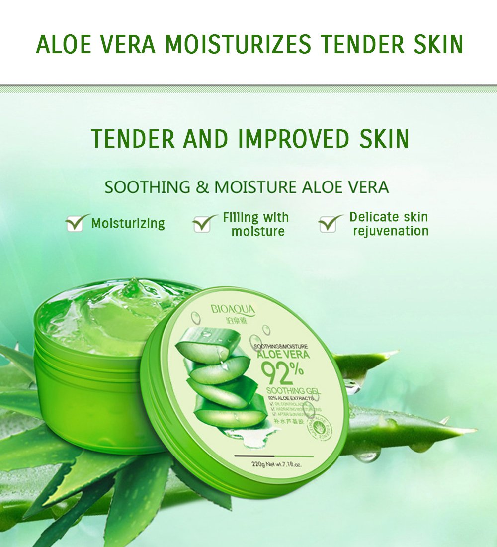 Bioaqua 92% Aloe Vera Extracts Hydrating Acne Spot Removing Face Night Cream Replenishiment Soothing Long-Lasting Gel 220G : Beauty & Personal Care