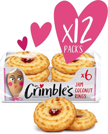 Mrs Crimble'S Gluten Free Big Jam Coconut Rings, Premium Quality & Certified Free From Gluten, Wheat Free & Vegetarian Friendly, 12 Packs Of 6 (6 X 240G Multi Pack)