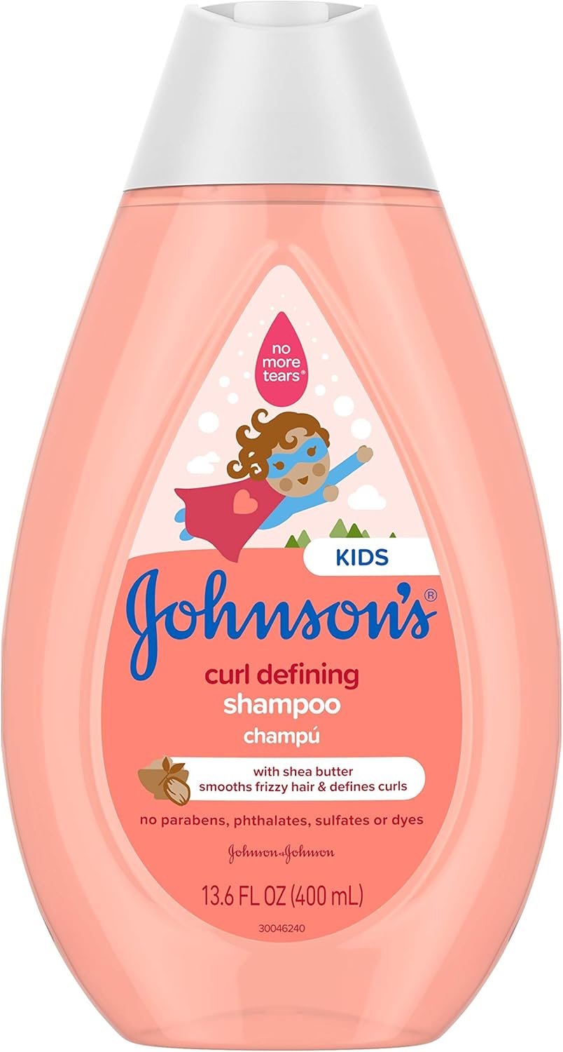 Johnson'S Baby Curl-Defining, Frizz Control, Tear-Free Kids' Shampoo With Shea Butter, Paraben-, Sulfate- & Dye-Free Formula, Hypoallergenic & Gentle For Toddler'S Hair, 13.6 Fl. Oz