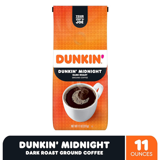 Dunkin’ Midnight Dark Roast Ground Coffee, 11 Ounce (Pack of 1)