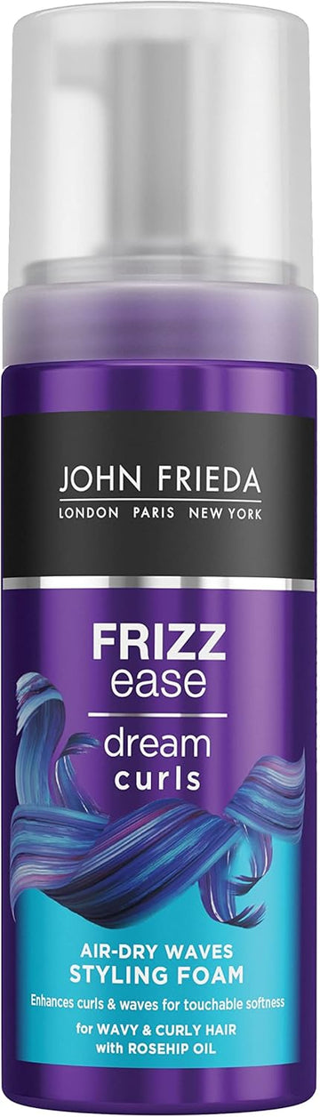 John Frieda Frizz Ease Dream Curls Air Dry Waves Styling Foam 150Ml, Wave And Curl Enhancer, Lightweight Anti-Frizz Styling Foam