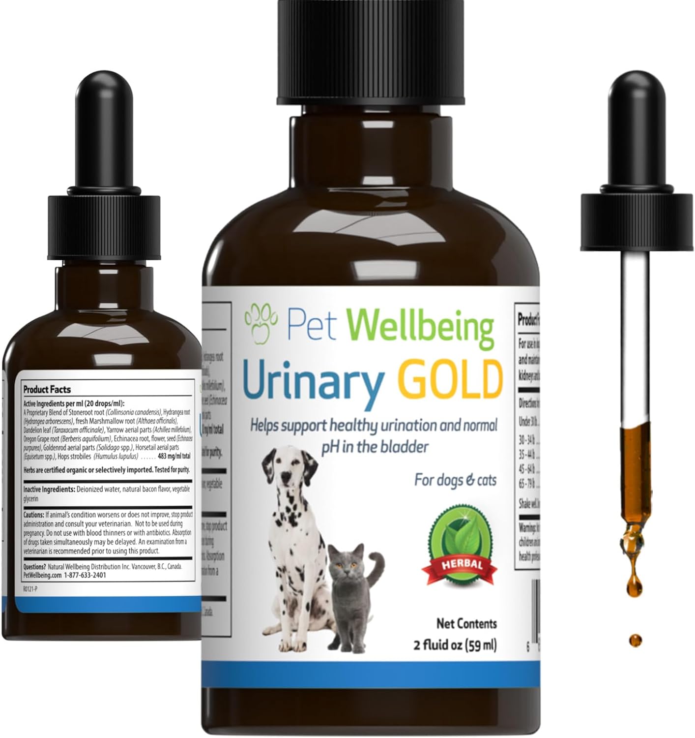 Pet Wellbeing Urinary Gold For Cats - Vet-Formulated - Feline Urinary Tract Health, Supports Normal Urinary Ph - Natural Herbal Supplement 2 Oz (59 Ml)