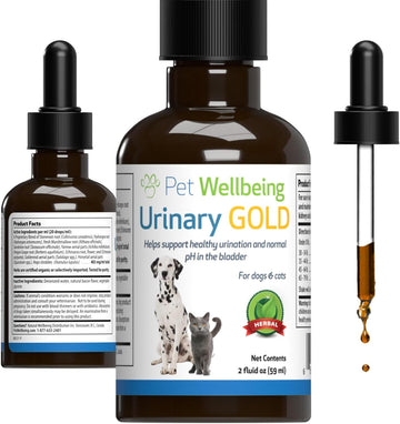 Pet Wellbeing Urinary Gold For Cats - Vet-Formulated - Feline Urinary Tract Health, Supports Normal Urinary Ph - Natural Herbal Supplement 2 Oz (59 Ml)