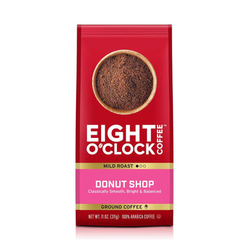 Eight O'Clock Coffee Donut Shop, 11 Ounce (Pack of 1), Mild Roast 100% Arabica Ground Coffee, Kosher Certified