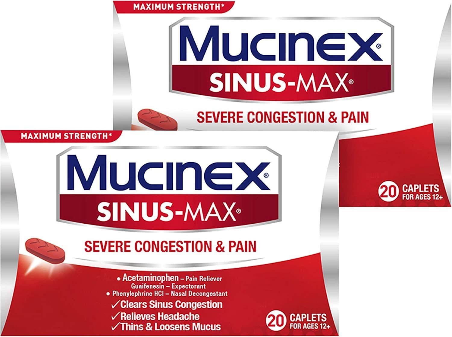 Sinus-Max Congestion & Pain Caplet (20 Count (Pack Of 2))