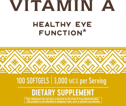 Nature'S Way Vitamin A, 3,000 Mcg Per Serving, 100 Softgels