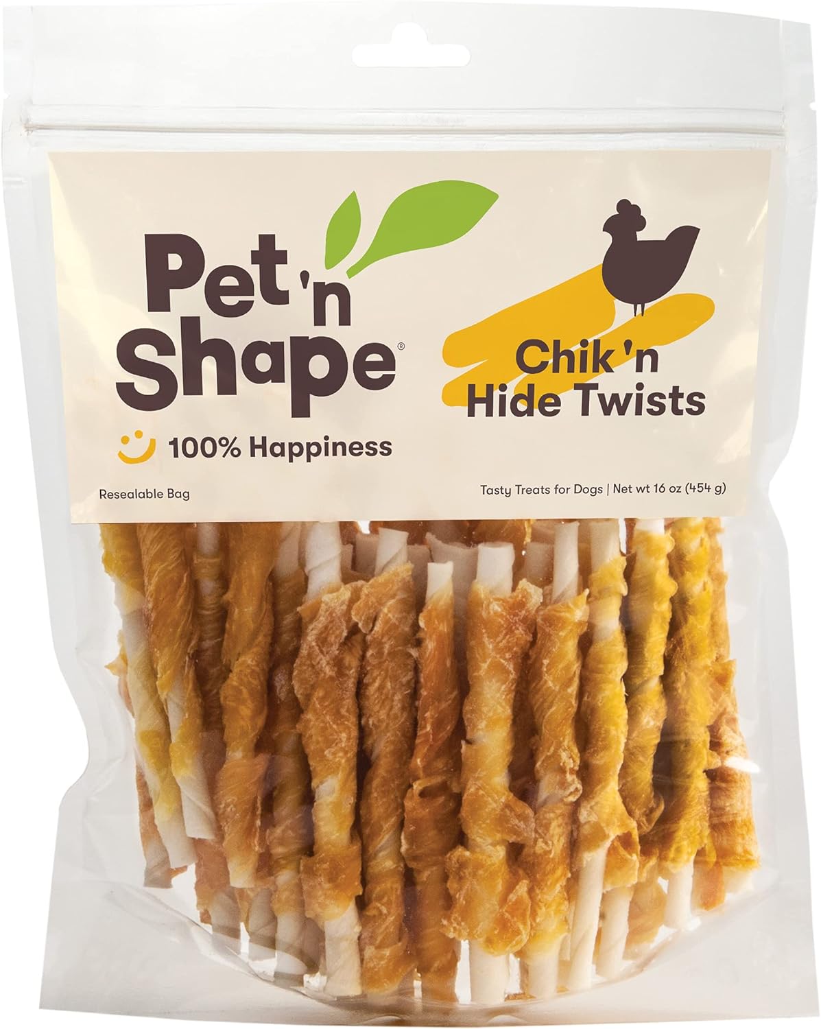 Pet 'N Shape Chik 'N Hide Twists – Chicken Wrapped Rawhide Natural Dog Treats, Small, 16 Oz