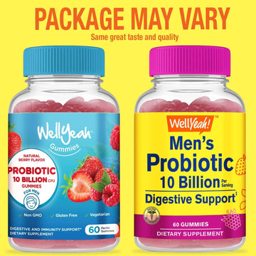 Probiotic Gummies For Men With 10 Billion Cfus, Restore Natural Digestive Balance, Reduce Gas, Bloating, And Irregularity, Gluten Free, Non-Gmo, Vegetarian - 60 Gummies