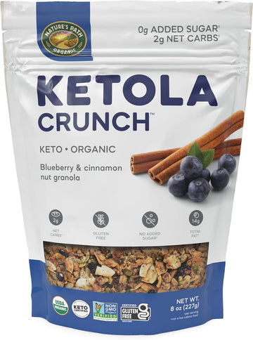 Nature's Path Organic Keto Crunch Blueberry and Cinnamon Nut Granola, 8 Ounce (Pack of 6), Keto Certified, Non-GMO, Gluten Free, 1g Net Carbs, 5g Plant Based Protein