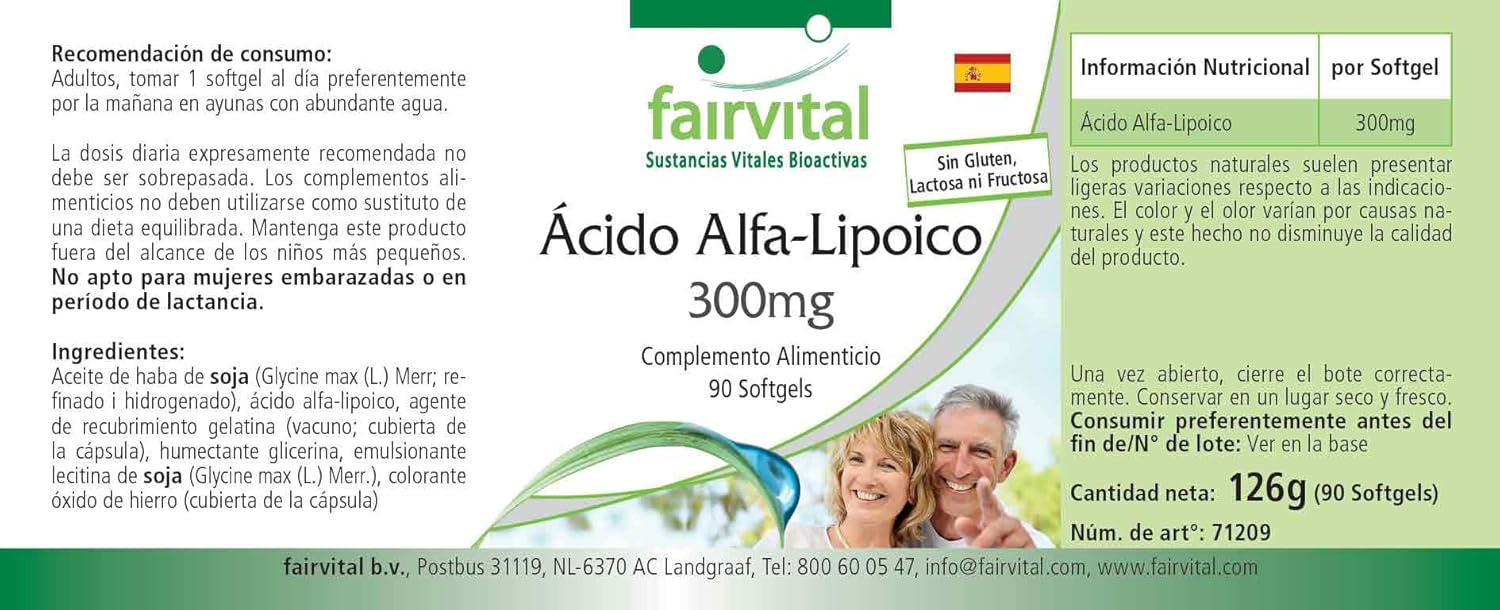 Fairvital | Alpha-lipoic acid 300mg, without magnesium stearate, 90 softgels : Amazon.co.uk: Health & Personal Care