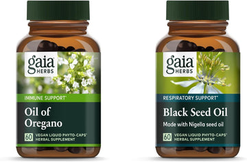 Gaia Herbs Oil Of Oregano - Immune And Antioxidant Support Supplement - 60 Vegan Liquid Phyto-Capsules & Black Seed Oil - Lung, Respiratory, And Antioxidant Support - 60 Vegan Liquid Phyto-Capsules (2