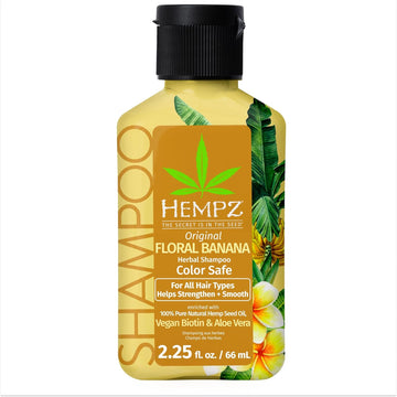 Hempz Biotin Hair Shampoo - Triple Moisture Peach & Grapefruit - For Growth & Strengthening Of Dry, Damaged Hair - Travel Size 2.25 Fl Oz