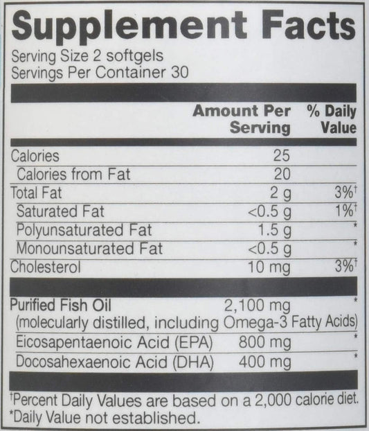 Vitacost Mega EFA Omega-3 EPA & DHA Fish Oil - 2,126 mg per Serving - 60 Softgels