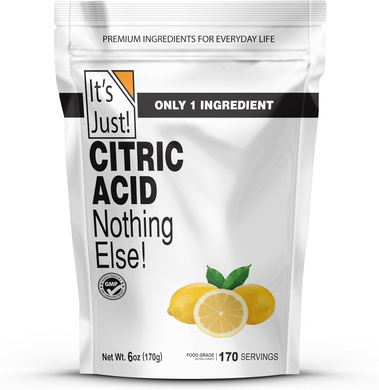 It'S Just - Citric Acid, Food Grade Flavor Enhancer Powder, Non-Gmo, Great For Cooking, Cleaning, Bath Bombs, Natural Preservative (6 Ounces)