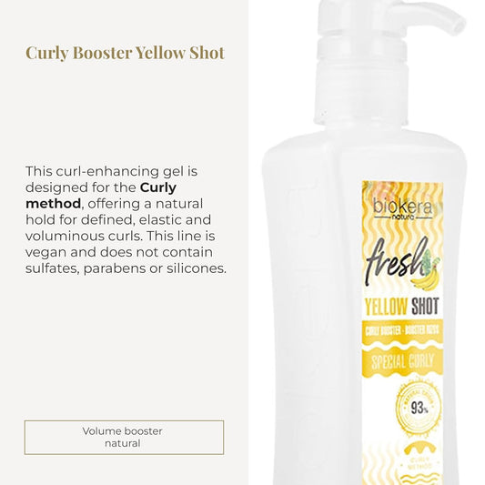 Salerm - Curl Activator Gel - Curly Booster Yellow Shot - 300 Ml - Biokera Fresh - Defined Curls - Deep Hair Hydration - Natural Hold - Sulfate-Free And Paraben-Free - Vegan