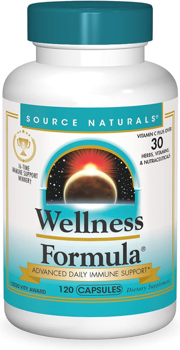Source Naturals Wellness Formula Bio-Aligned Vitamins & Herbal Defense For Immune System Support - Dietary Supplement & Immunity Booster - 120 Capsules