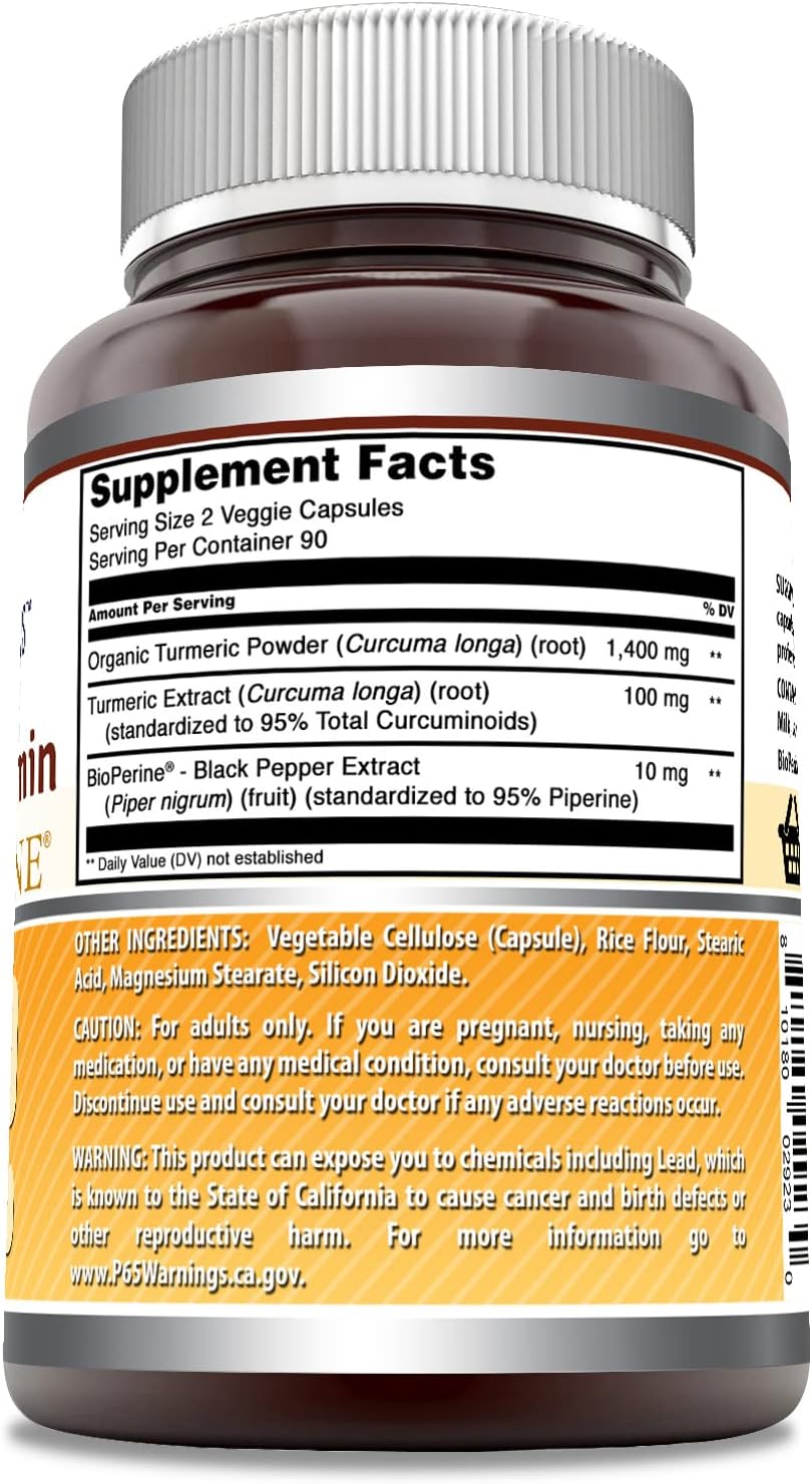 Amazing Formulas Turmeric Curcumin with Bioperine 1500Mg 180 Veggie Capsules Supplement | Non-GMO | Gluten Free | Made in USA | Ideal for Vegetarians