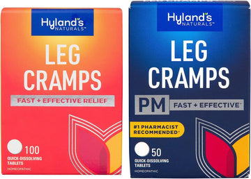 Bundle of Hyland's Naturals Leg Cramps Tablets, 100 Count + Leg Cramps PM Nighttime Formula, Natural Relief of Calf, Foot and Leg Cramps, 50 Count