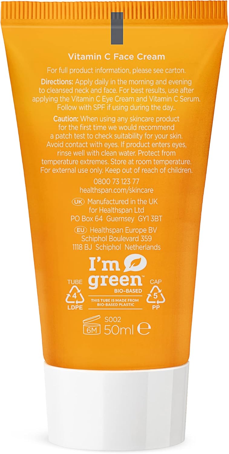 Healthspan Vitamin C Gel Face Cream (50ml) | Triple Source Vitamin C | Vitamins A & E | Hydrate & Boost Skin Radiance | Reduce Appearance of Fine Lines & Wrinkles | Support Collagen Formation | Vegan : Amazon.co.uk: Beauty