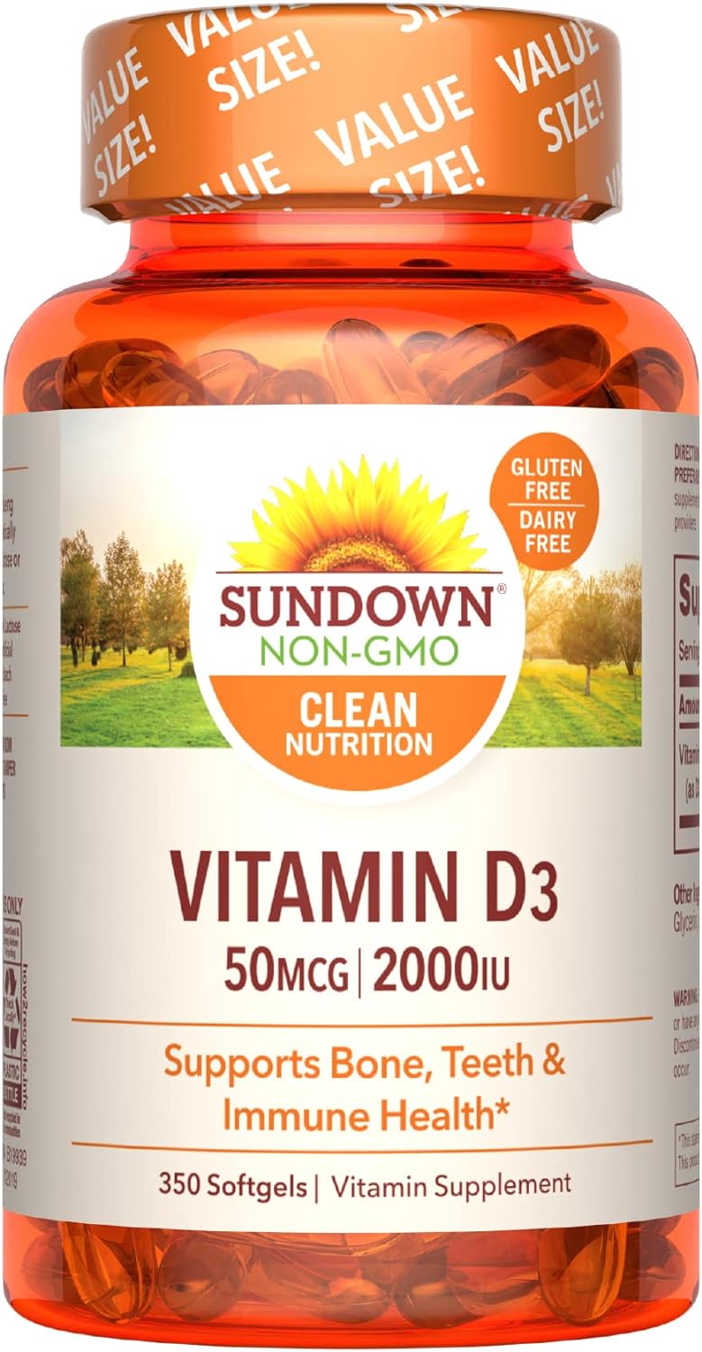 Sundown Vitamin D3 2000 Iu Softgels, Supports Bone, Teeth, And Immune Health, 350 Count
