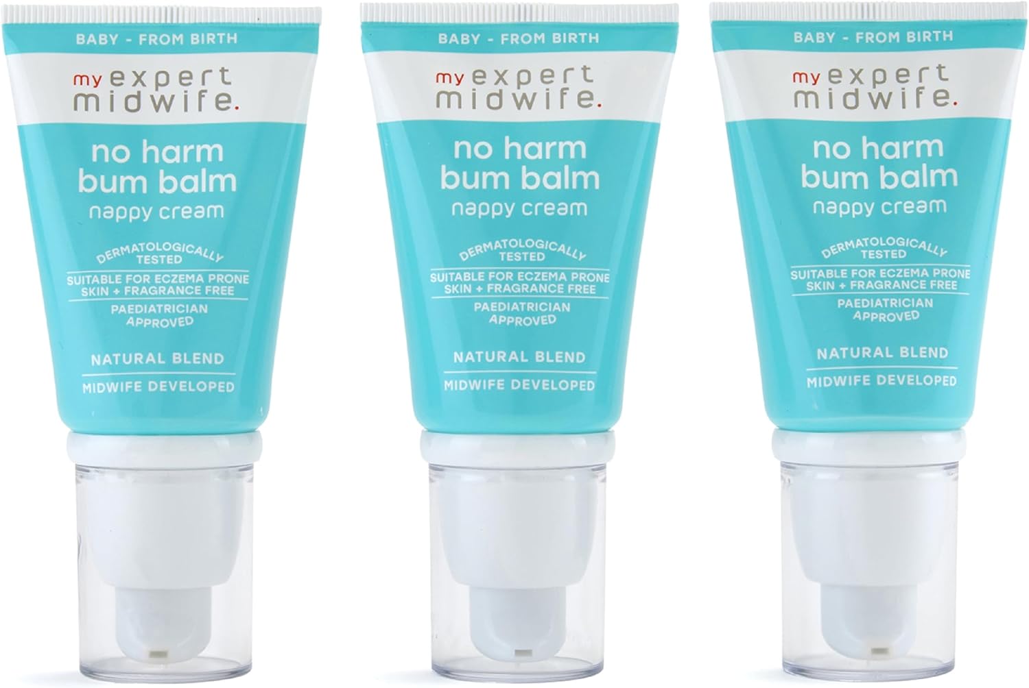 My Expert Midwife Newborn Baby Mega Mild Skin Saviours Kit | Clean Natural Ingredients | Suitable For Sensitive Skin + Fragrance Free | Set Of 3 With Baby Nappy Cream, Skin Salve, Dribble Defence