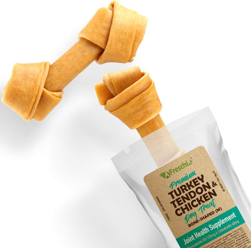 AFreschi Turkey Tendon and Chicken for Dogs, All-Natural Joint Health Supplement, Good for Senoir Dog Chew, Puppy Treat, Alternative to Rawhide (Medium), 2 Pack