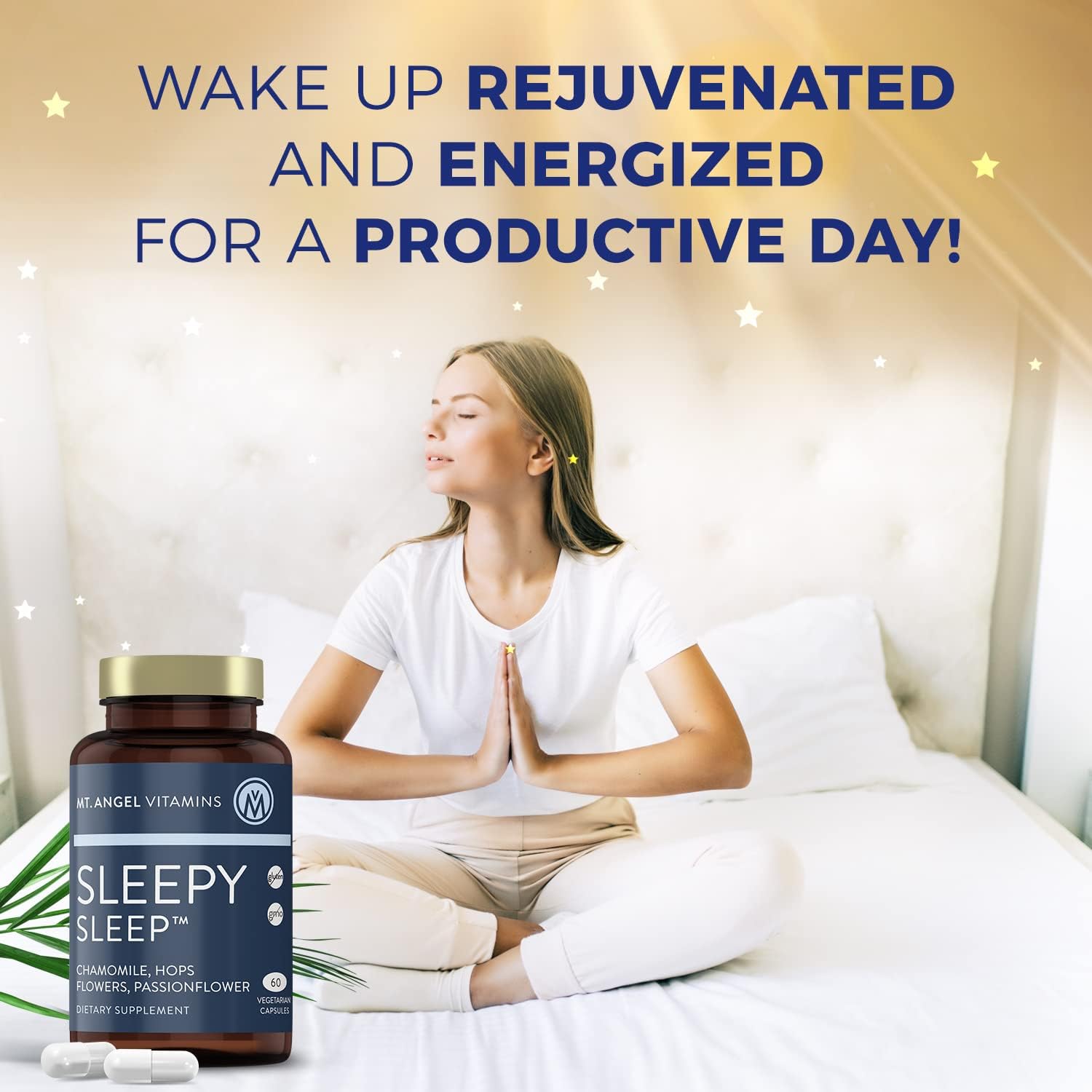 Mt. Angel Vitamins - Sleepy Sleep - Natural Sleep Aid for Adults with Melatonin and Plant Extracts - Non-Habitual Sleep Supplement - 60 Capsules : Health & Household