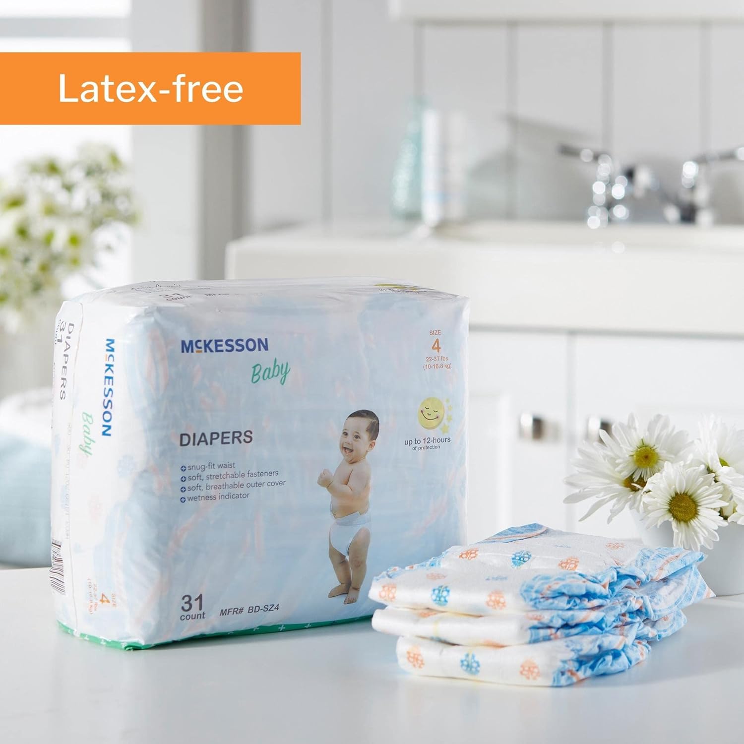 Mckesson Baby Diapers, Size 4, 22 Lbs To 37 Lbs, † : Baby