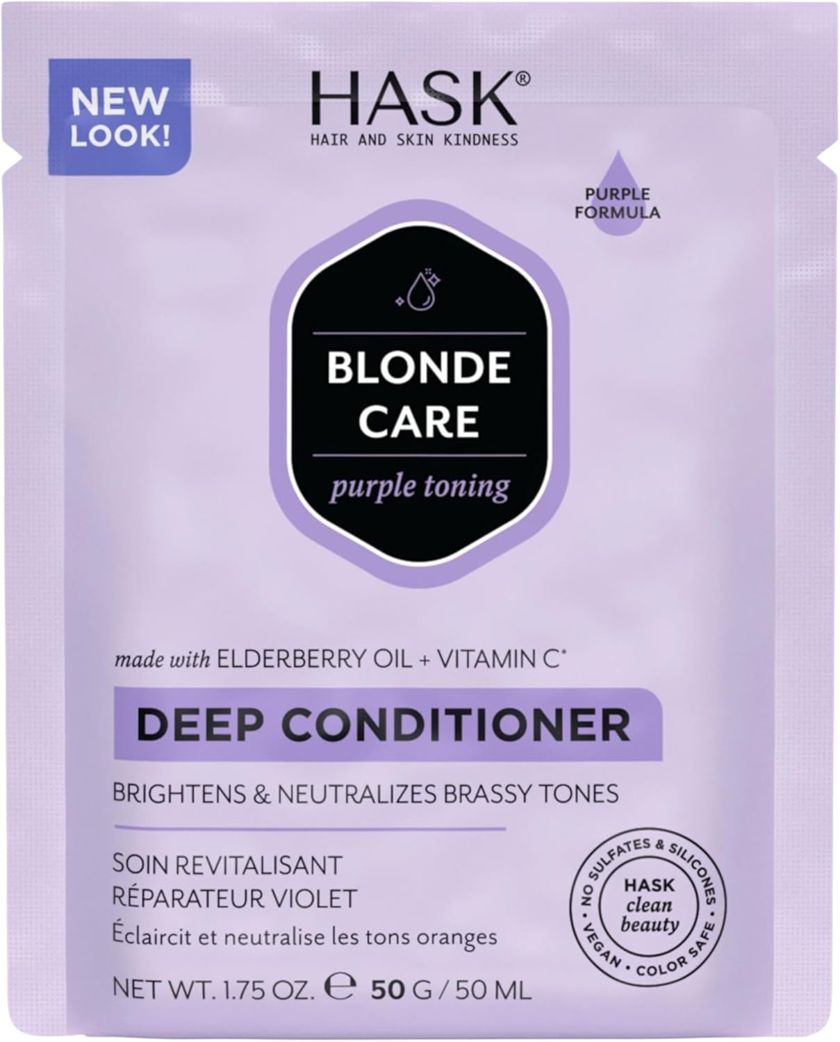 Hask Blonde Care Deep Conditioner Treatment For All Hair Types, Colour Safe, Gluten Free, Sulfate Free, Paraben Free - 1 50Ml Packette