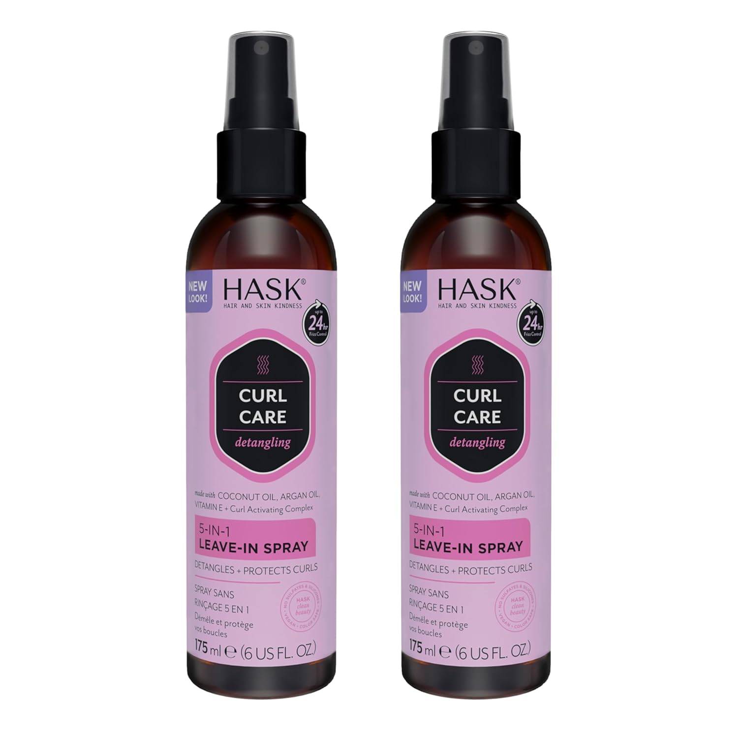 Hask Curl Care 5-In-1 Leave-In Spray Conditioner 2 Piece Bundle- Vegan Formula, Cruelty Free, Color Safe, Gluten-Free, Sulfate-Free, Paraben-Free