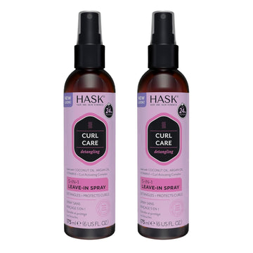 Hask Curl Care 5-In-1 Leave-In Spray Conditioner 2 Piece Bundle- Vegan Formula, Cruelty Free, Color Safe, Gluten-Free, Sulfate-Free, Paraben-Free