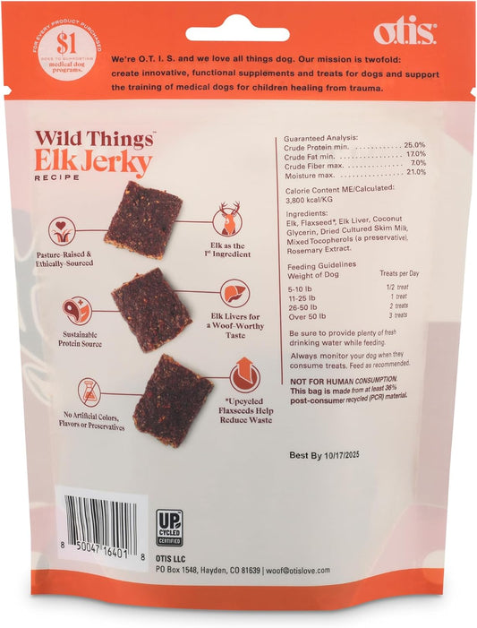 Otis Elk Jerky For Dogs | Protein Packed, Pasture-Raised, Grass-Fed Elk Jerky Dog Treats Healthy Dog Treats - Wild Things | 4 Ounce Bag