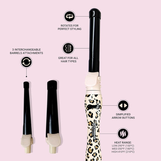 The Beachwaver Co. Multi Barrel Beachwaver - Classic Catwalk | Professional Ceramic Rotating Curling Iron W/ 3 Attachments | Adjustable Heat, Ergonomic Handle, Travel-Friendly