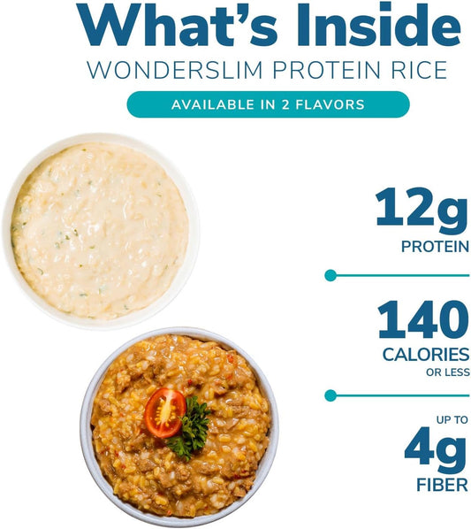 WonderSlim Plant Based Protein Rice Entree, Cheesy Risotto, 12g Protein, 140 Calories, Gluten Free (7ct)