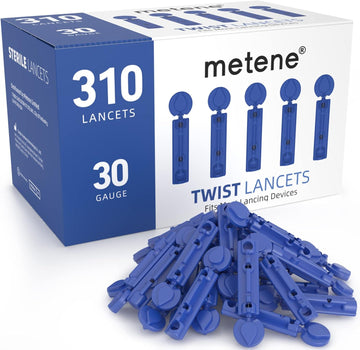 Metene Twist Top Lancets For Lancing Devices, 310 Count, 30 Gauge Lancets For Blood Sugar Test, Diabetic Lancets, Blue