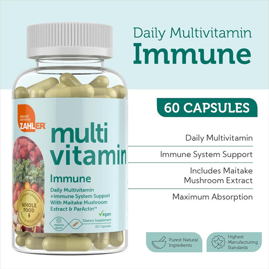 Zahler - Daily Multivitamin Immune Support Supplement With Maitake Mushroom Extract (60 Capsules) Certified Kosher Vegan Immunity Vitamins For Men & Women With Vitamin C & D, Iron, Calcium, B12, Zinc