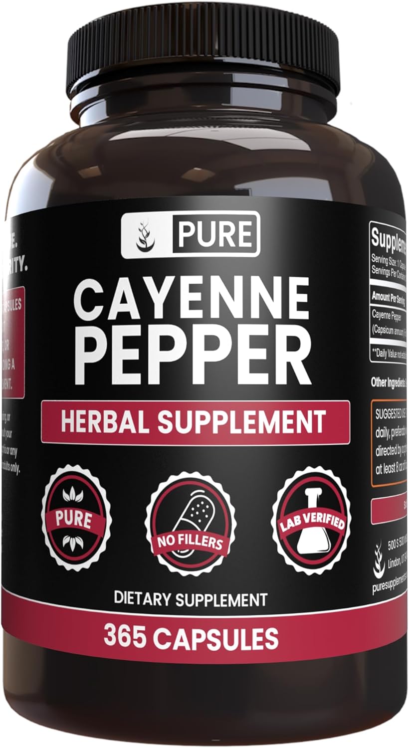 Pure Original Ingredients Cayenne Pepper (365 Capsules) No Magnesium Or Rice Fillers, Pure, Lab Verified