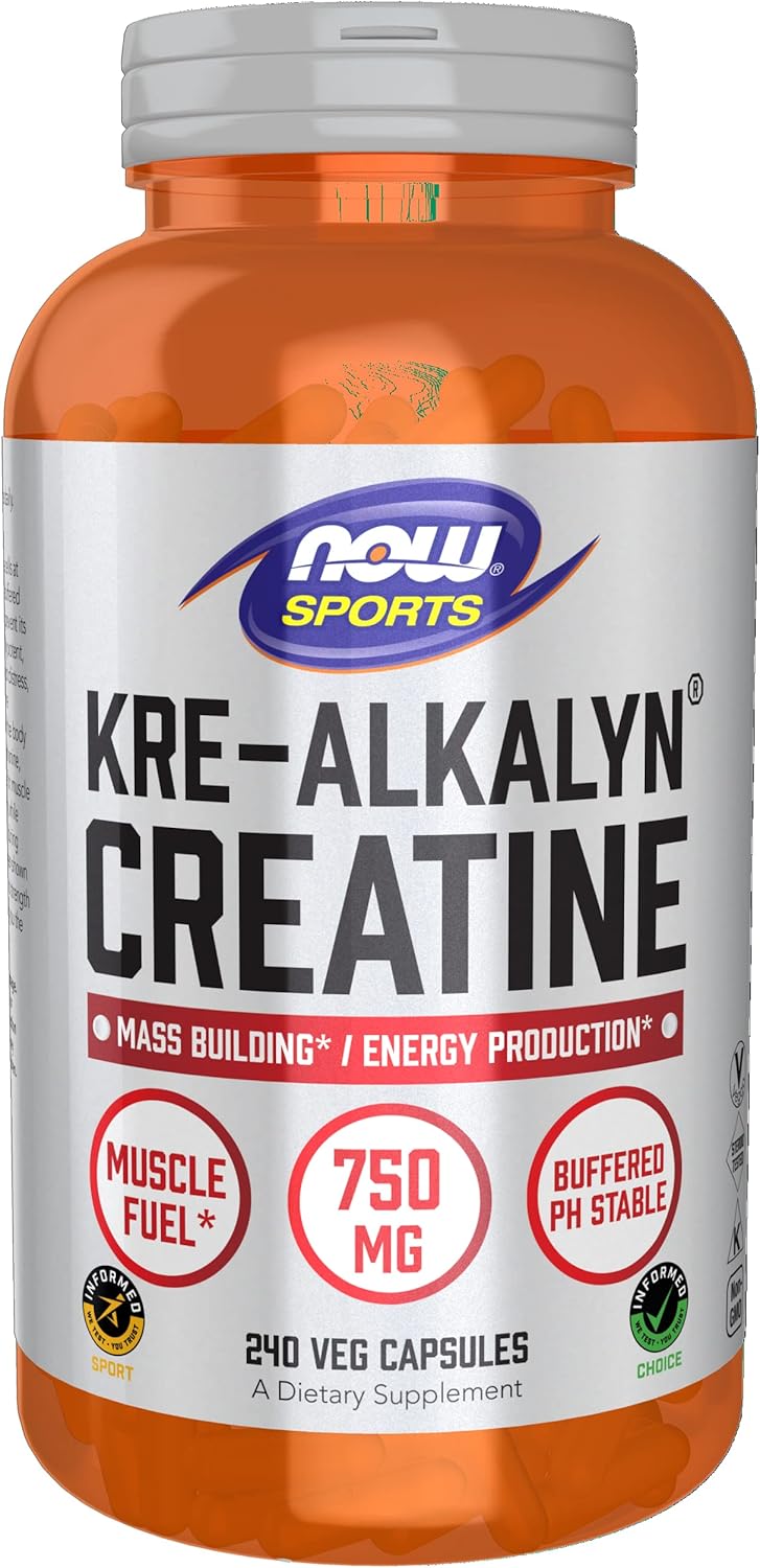 Now Foods Sports Nutrition, Kre-Alkalyn Creatine 750 Mg, Mass Building*/Energy Production*, 240 Veg Capsules