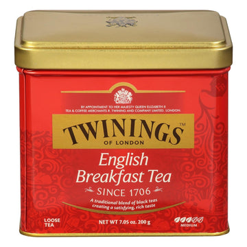 Twinings English Breakfast Loose Tea Tins, 7.05 Ounce Tins (Pack Of 6), Smooth, Flavourful, Robust Black Tea Leaves, Caffeinated, Enjoy Hot Or Iced