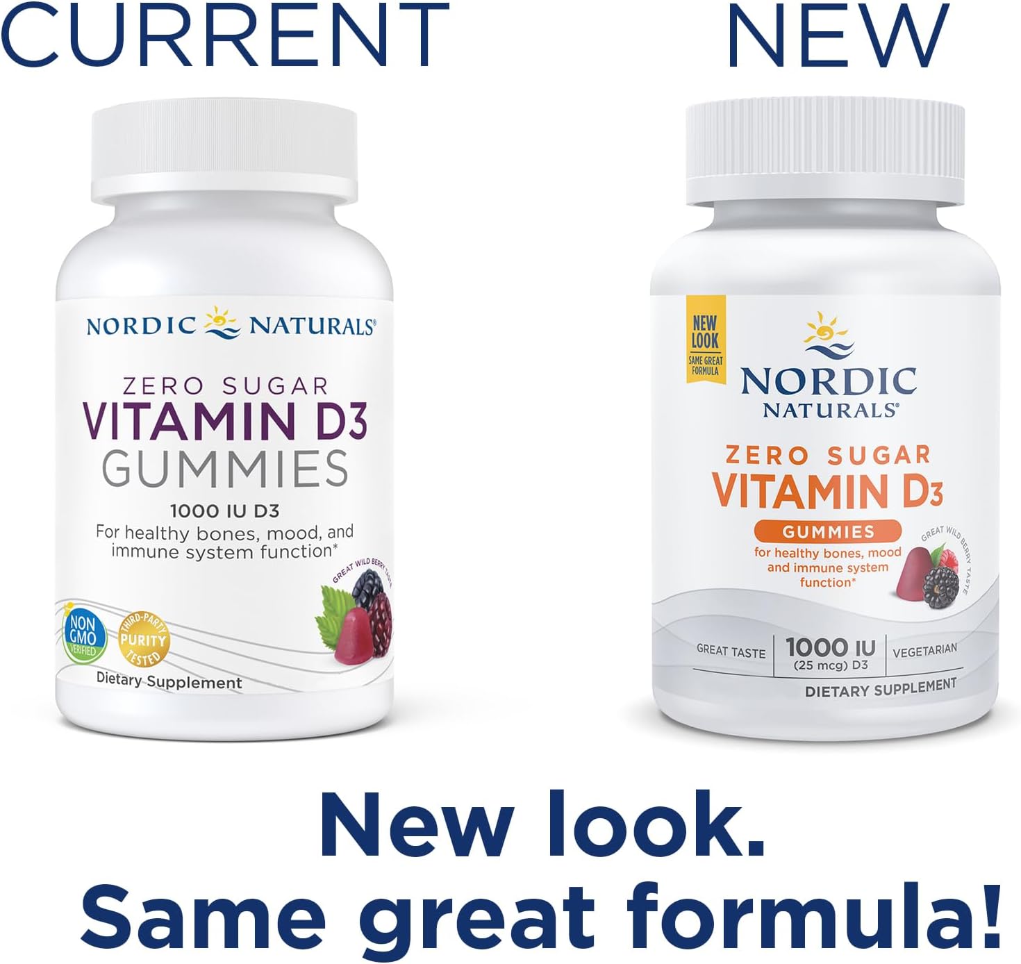 Nordic Naturals Zero Sugar Vitamin D3 Gummies, Wild Berry - 60 Gummies - 1000 IU Vitamin D3 - Great Taste - Healthy Bones, Mood & Immune System Function - Non-GMO - 60 Servings : Health & Household