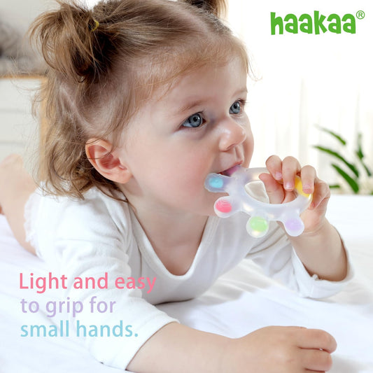 Haakaa Palm Teether - Soft Silicone Baby Soothing Teether Pacifier - Frozen Teething Toy for 3M+ Babies - BPA Free (1 Pack)