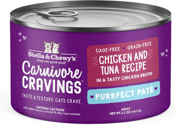 Stella & Chewy'S Carnivore Cravings Purrfect Pate Cans – Grain Free, Protein Rich Wet Cat Food – Chicken & Tuna Recipe – (5.2 Ounce Cans, Case Of 24)