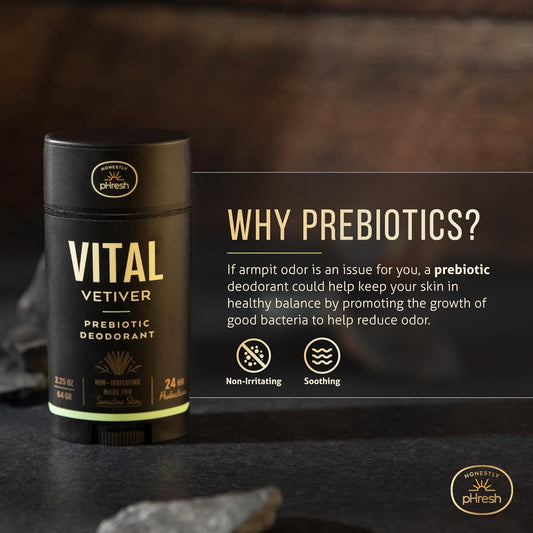 Honestly Phresh Prebiotic Natural Deodorant For Men – Aluminum & Baking Soda Free With 24 Hour Odor Protection. Clean Vegan Deodorant For Sensitive Skin. Made In Usa – Vital Vetiver Scent, 2.5 Oz