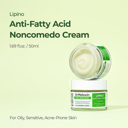 Lipino Anti-Fatty Acid Noncomedo Cream | Daily Moisturizer Face Cream With Ceramide For Oily Skin | Smooths Skin Texture & Non-Comedogenic 1.69Fl.Oz