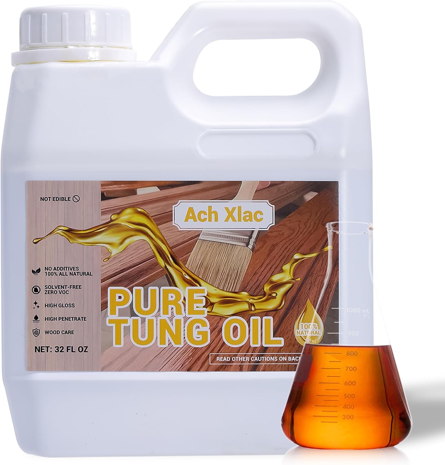 100% Pure Tung Oil for Wood Finishing, 32 oz Natural Pure Tung Oil with Good Penetration, Waterproofing Tung Oil for Wood Products, Perfect Food Safety Tung Oil for Furniture & Countertops