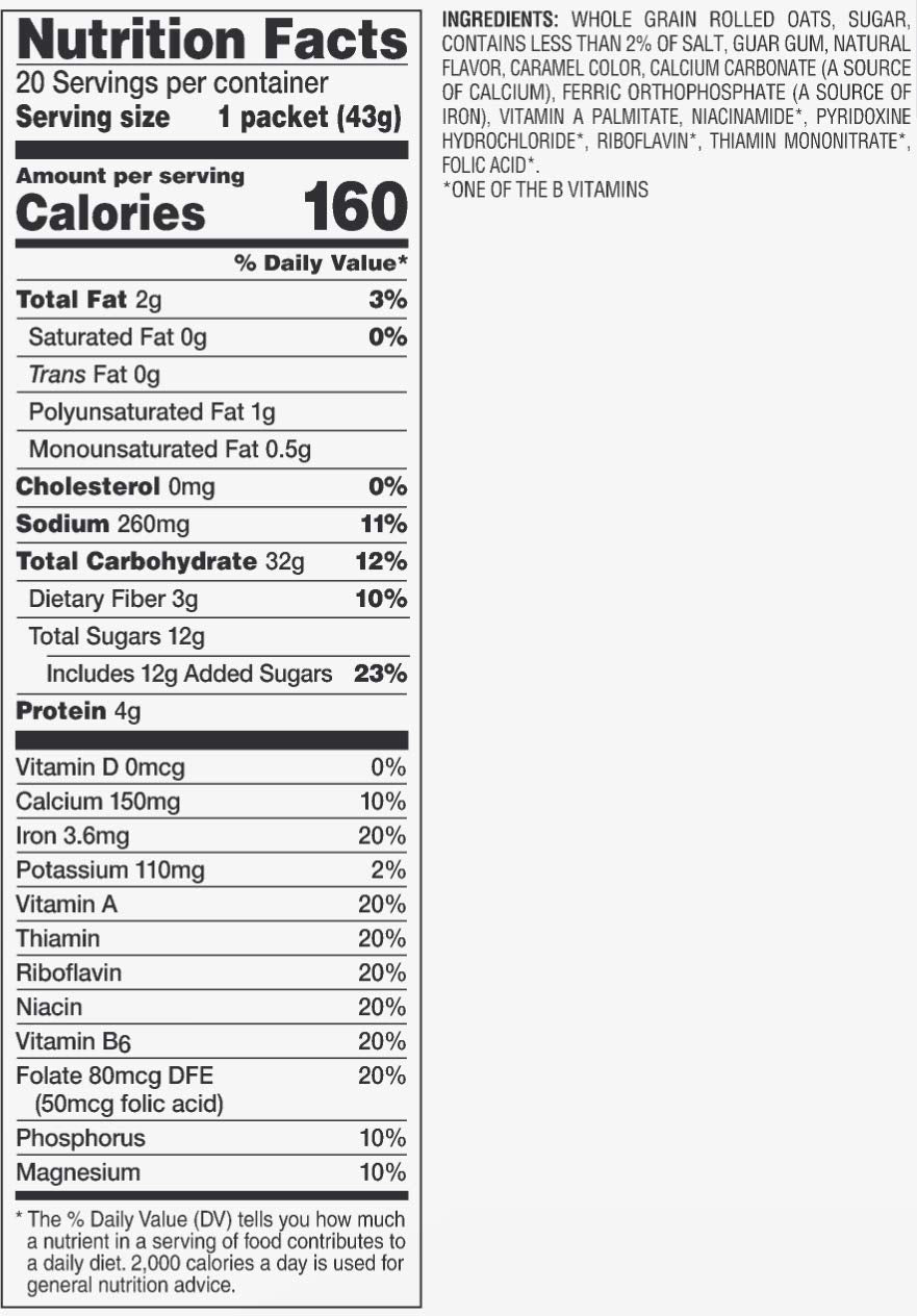 Amazon Brand - Happy Belly Instant Oatmeal, Apple & Cinnamon, Maple & Brown Sugar, 30.33 oz, 1.51 ounce (Pack of 20)